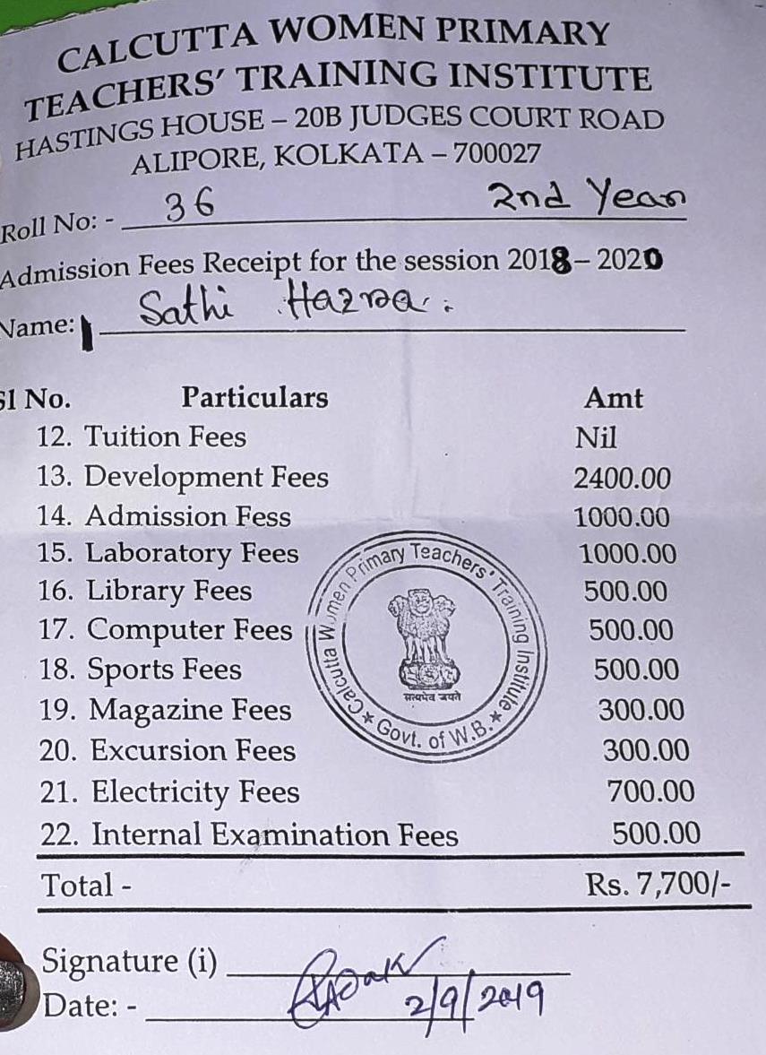 fees-calcutta-women-government-primary-teachers-training-institute